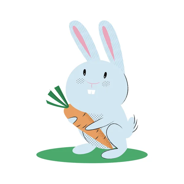 Маленький милый кролик держит морковку — стоковый вектор