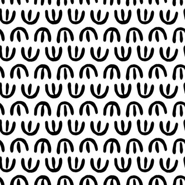 Soyut el, kusursuz desen çizmiş. Mürekkep izi. Soyut şekiller. Siyah beyaza. Basit bir doku. Skeç tarzı. Kumaşlar, ambalaj kağıtları, duvar kağıtları için