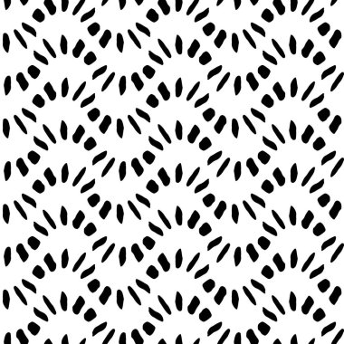 Soyut el, kusursuz desen çizmiş. Mürekkep izi. Soyut dalga şekilleri. Siyah beyaza. Basit bir doku. Skeç tarzı. Kumaşlar, ambalaj kağıtları, duvar kağıtları için