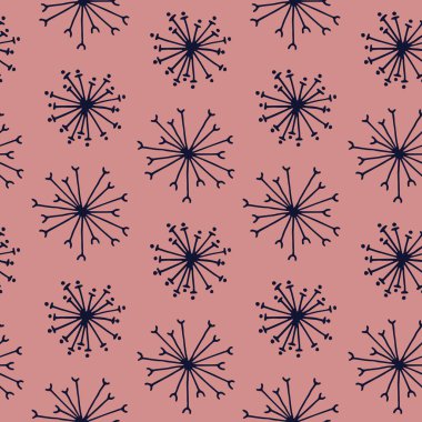 Pembe arka planda soyut çiçekleri olan romantik, kusursuz vektör deseni.