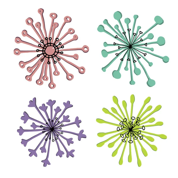 soyut çiçek 4 şekil seti