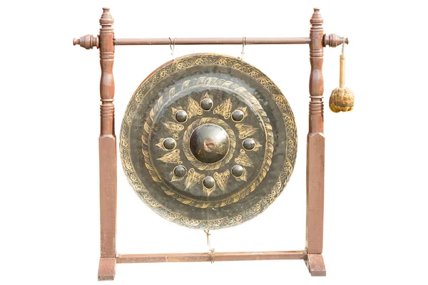 Duży Gong z nogami na biały backgrond — Zdjęcie stockowe