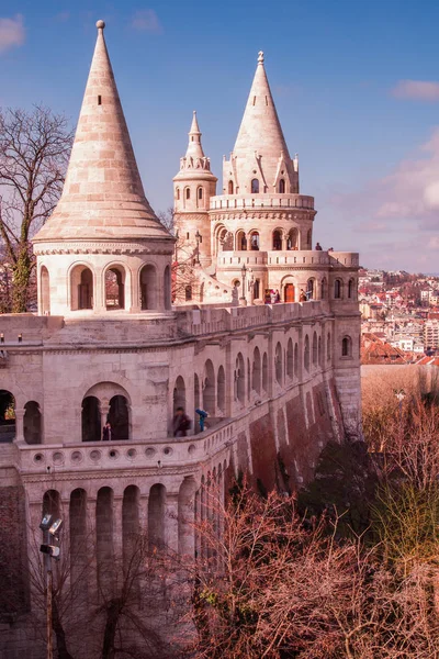 Three of the seven towers on Fishermans Bastion — Stock Photo, Image