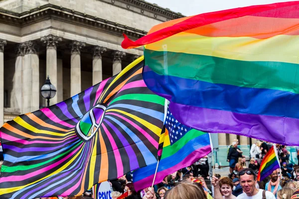 Trio di bandiere arcobaleno — Foto Stock