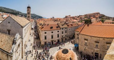 The Stradun in Dubrovnik packed with tourists clipart
