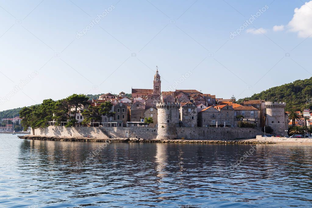 Korcula old town juts out into the Peljesac Channel