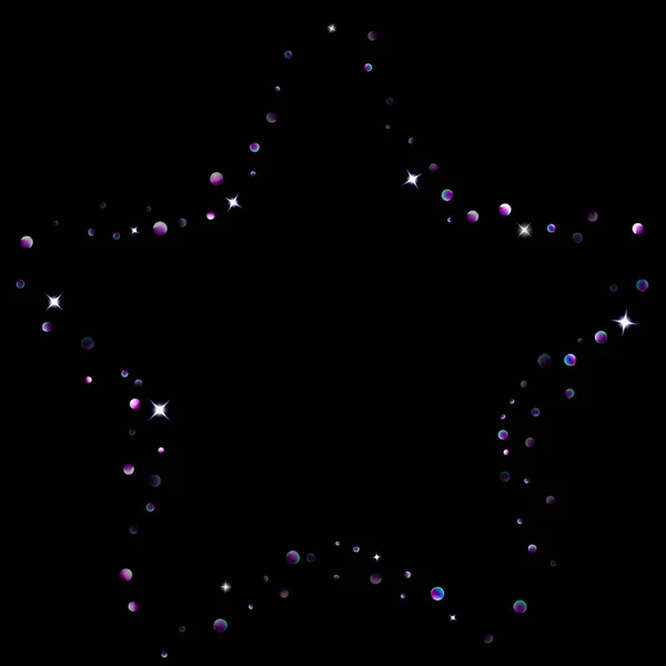 보라색 반짝 이는 별과 작은 불꽃이 피어 있는 보라색 — 스톡 벡터