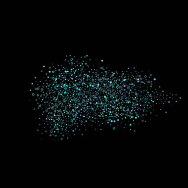 Mavi, turkuaz, turkuaz parıltılı yıldızlar, konfeti.