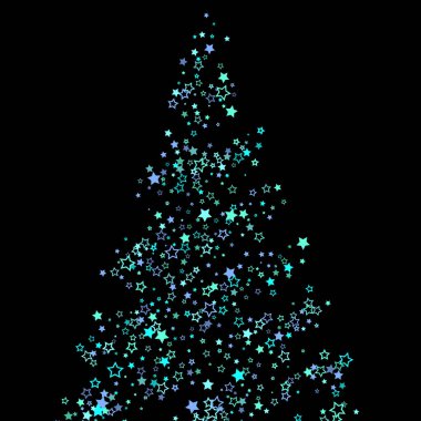 Mavi, turkuaz, turkuaz parıltılı yıldızlar, konfeti.