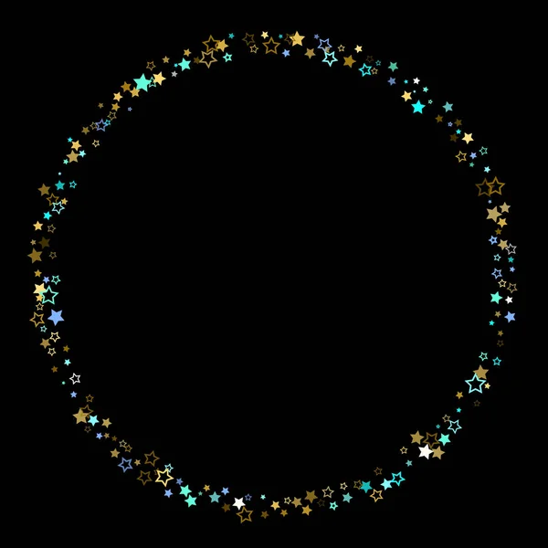 Oro, estrellas azules, piñón, confeti brillante. — Vector de stock