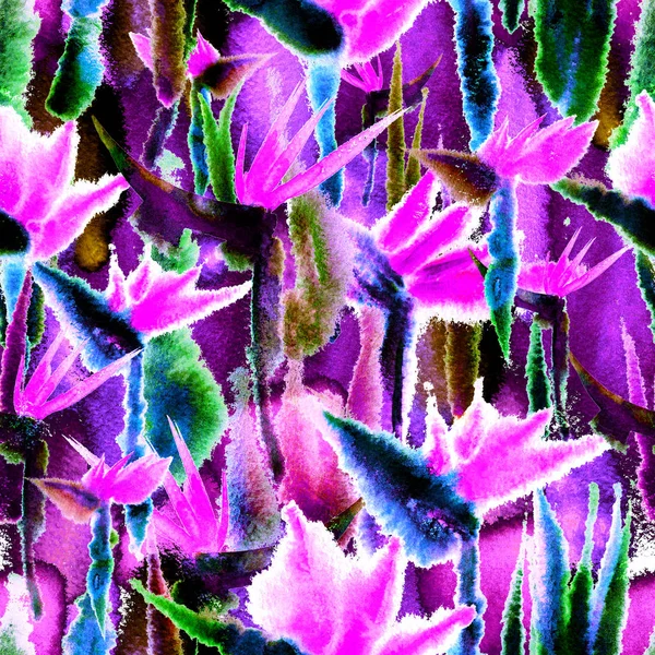 Exótica selva tropical patrón inconsútil repetición interminable sombra oscura impresión corbata tinte tela —  Fotos de Stock
