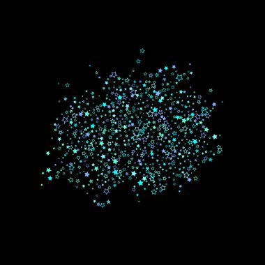 Mavi, turkuaz, turkuaz parıltılı yıldızlar, konfeti.