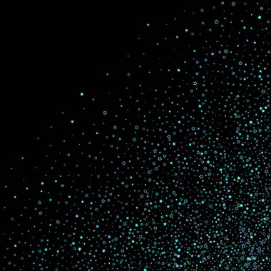 Mavi, turkuaz, turkuaz parıltılı yıldızlar, konfeti.