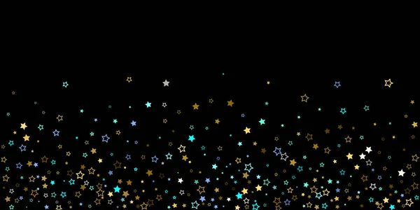 Oro, estrellas azules, piñón, confeti brillante. — Vector de stock