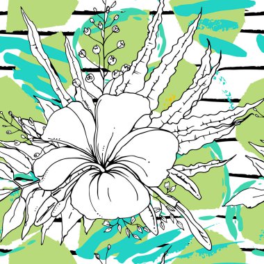 Tropik, çizgili, hayvan motifli. Kusursuz desen