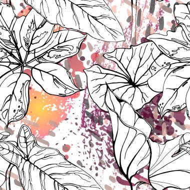 Çiçek Siyah ve Beyaz Şablon. Pembe.