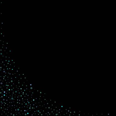 Mavi, turkuaz, turkuaz parıltılı yıldızlar, konfeti.