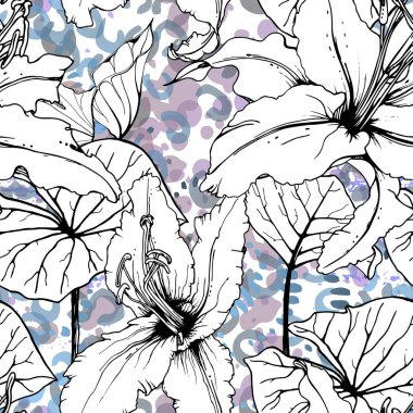 Sanatsal Tropikal, modern Siyah ve Beyaz Grafik