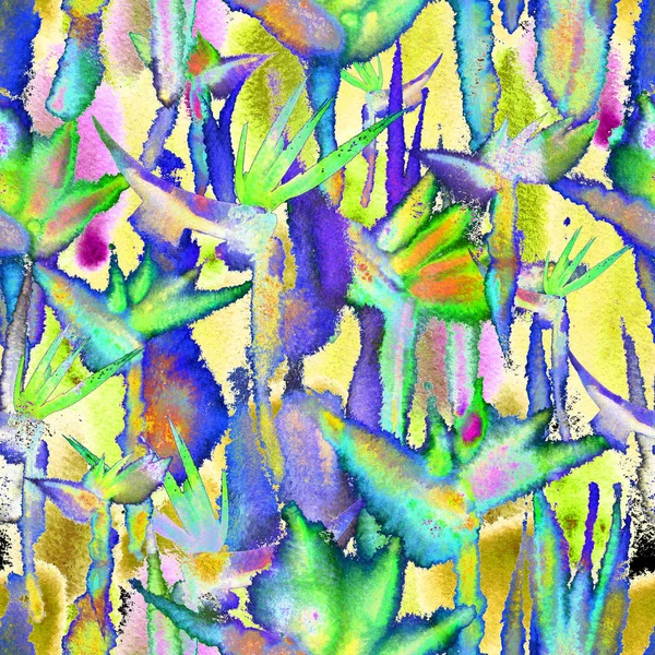 Selva tropical exótico floral impresión brillante vívido patrón sin costura infinita repetición vibrante —  Fotos de Stock