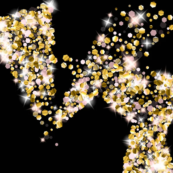 Gold Glitter Stars. Confetti brillante de lujo. — Vector de stock