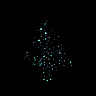 Mavi, turkuaz, turkuaz parıltılı yıldızlar, konfeti.