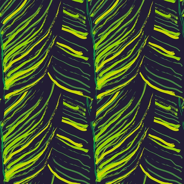 Tropik Yaprak. Modern Motif. Orman baskısı. Yapraklar — Stok Vektör