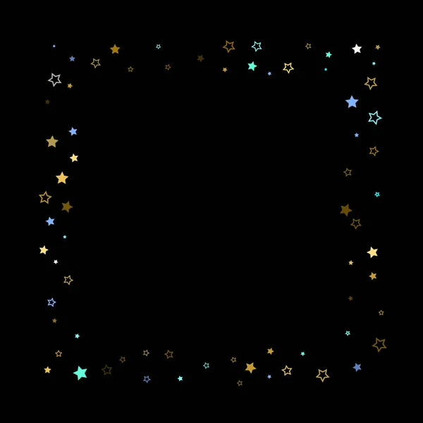 Oro, estrellas azules, piñón, confeti brillante. — Vector de stock