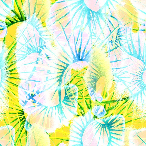 トロピカルパステルのシームレスなパターン。夏のジャングル — ストック写真