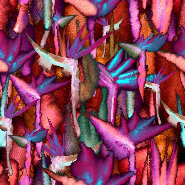 Exótico selva tropical sem costura padrão sem fim repetição escuro impressão sombra gravata tintura tecido têxtil — Fotografia de Stock