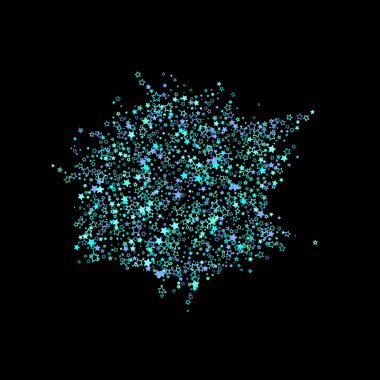 Mavi, turkuaz, turkuaz parıltılı yıldızlar, konfeti.