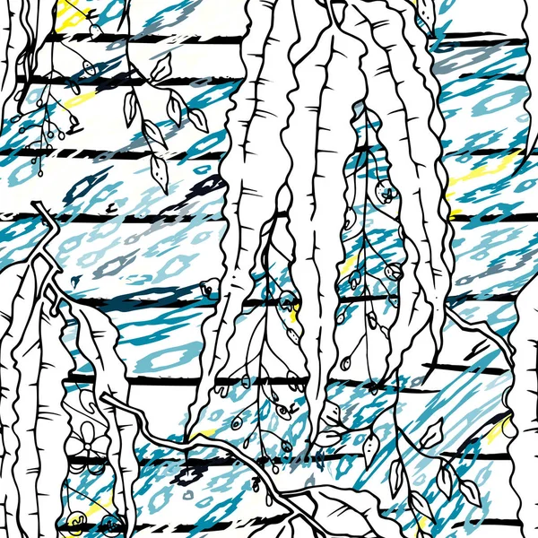 Moderne strepen Jungle Motief. Zwart wit — Stockvector