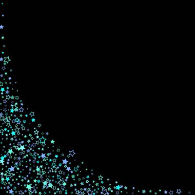 Mavi, turkuaz, turkuaz parıltılı yıldızlar, konfeti.