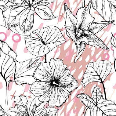 Sanatsal Yaratıcı Tropikal Siyah Beyaz Modern