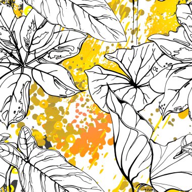 Çiçek Siyah ve Beyaz Eğilimleri Sanatsal Suluboya.