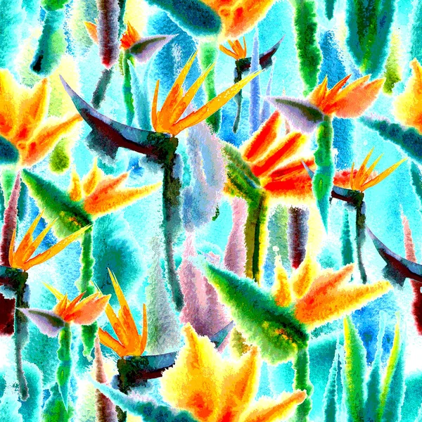 tropical jungle exotic floral print bright vivid seamless pattern endless repeat vibrant