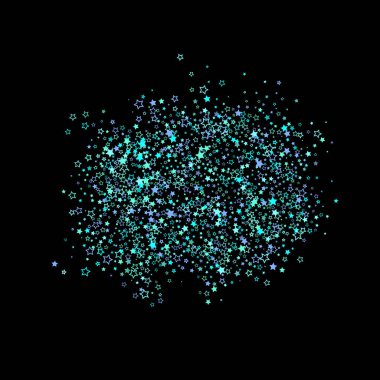 Mavi, turkuaz, turkuaz parıltılı yıldızlar, konfeti.