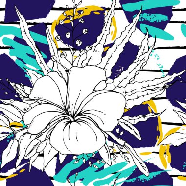 Tropik, çizgili, hayvan motifli. Kusursuz desen