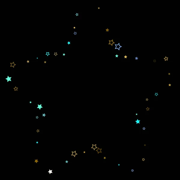 Oro, estrellas azules, piñón, confeti brillante. — Vector de stock