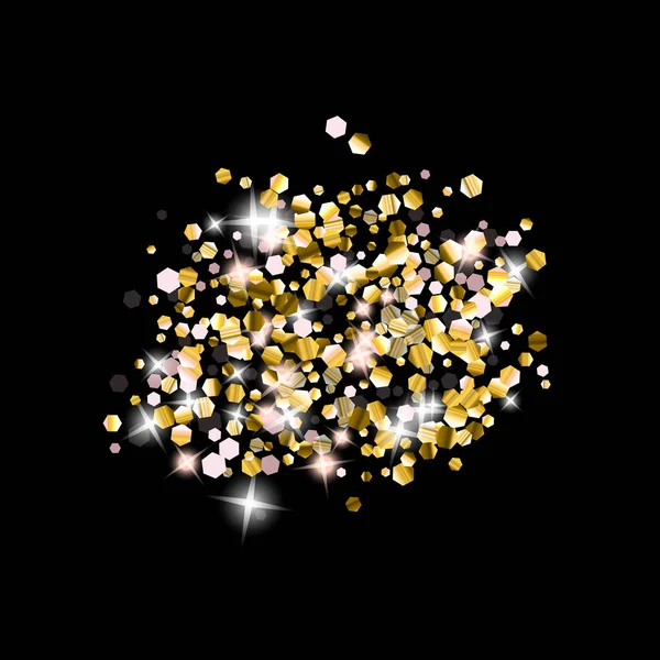 Gouden Glitter Sterren. Luxe Glanzende Confetti. — Stockvector