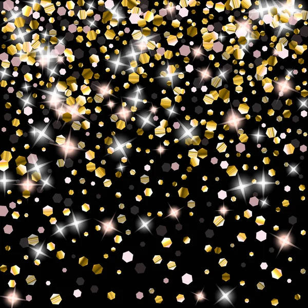 Gouden Glitter Sterren. Luxe Glanzende Confetti. — Stockvector