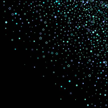 Mavi, turkuaz, turkuaz parıltılı yıldızlar, konfeti.