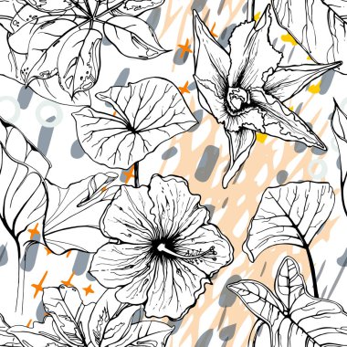 Sanatsal Yaratıcı Tropikal Siyah Beyaz Modern