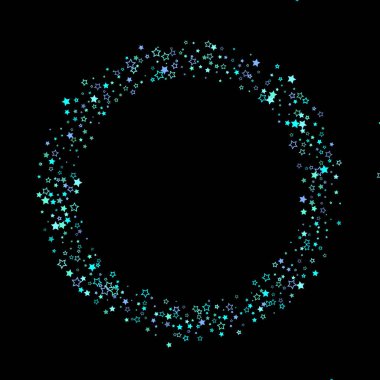 Mavi, turkuaz, turkuaz parıltılı yıldızlar, konfeti.