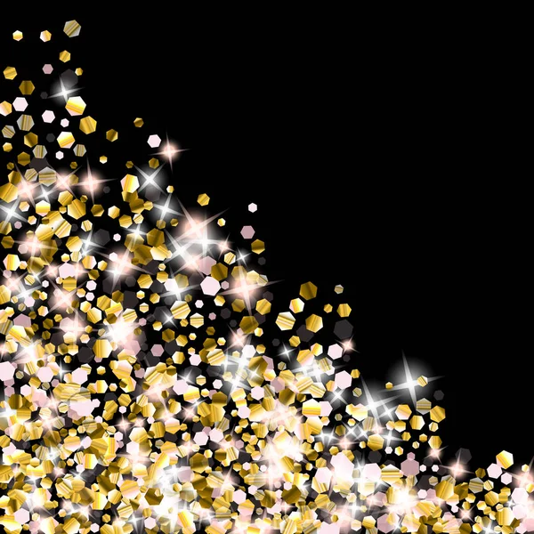Gold Glitter Stars. Confetti brilhante de luxo. —  Vetores de Stock