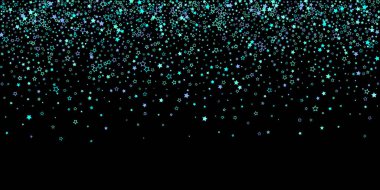 Mavi, turkuaz, turkuaz parıltılı yıldızlar, konfeti.