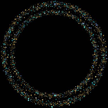 Altın, Mavi yıldızlar, çıkıntı, parlak konfeti. 