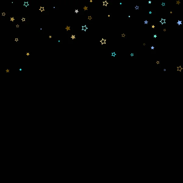 Oro, estrellas azules, piñón, confeti brillante. — Vector de stock