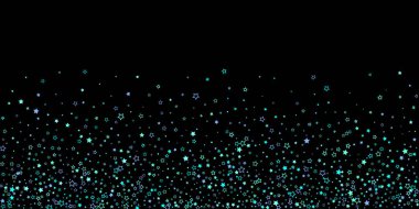 Mavi, turkuaz, turkuaz parıltılı yıldızlar, konfeti.
