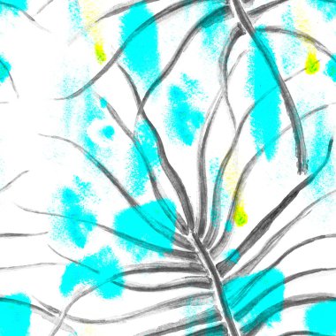 Tropikal Mavi Kusursuz Desen