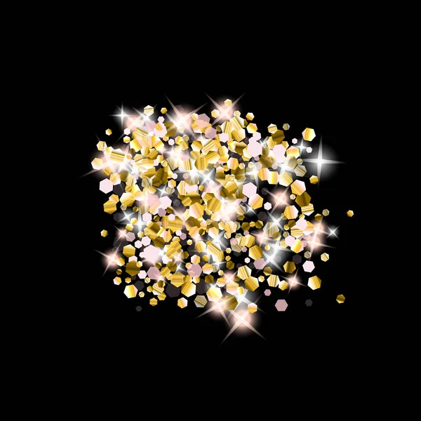 Золотые блестящие звезды. Шикарные конфетти Шини. — стоковый вектор